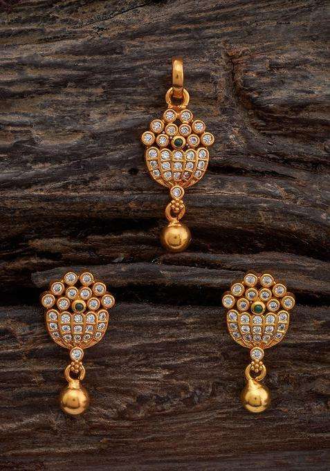 Gold-Plated Embellished Bridal 92.5 Silver Stones- Jewellery Set for Women | Traditional Temple Jewellery for Wedding & Festive Wear | Gift for Her