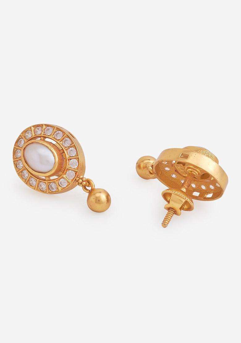 Gold-Plated Embellished Bridal 92.5 Silver Stone Pearl Pendent Set for Women | Traditional Temple Jewellery for Wedding & Festive Wear | Gift for Her - Indya