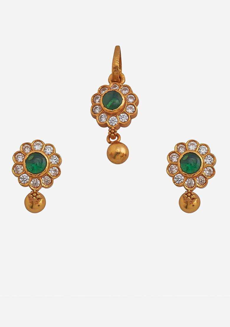 Embellished Bridal Gold-Plated 92.5 Silver Stone Jewellery Set for Women | Traditional Temple Jewellery for Wedding & Festive Wear | Gift for Her - Indya