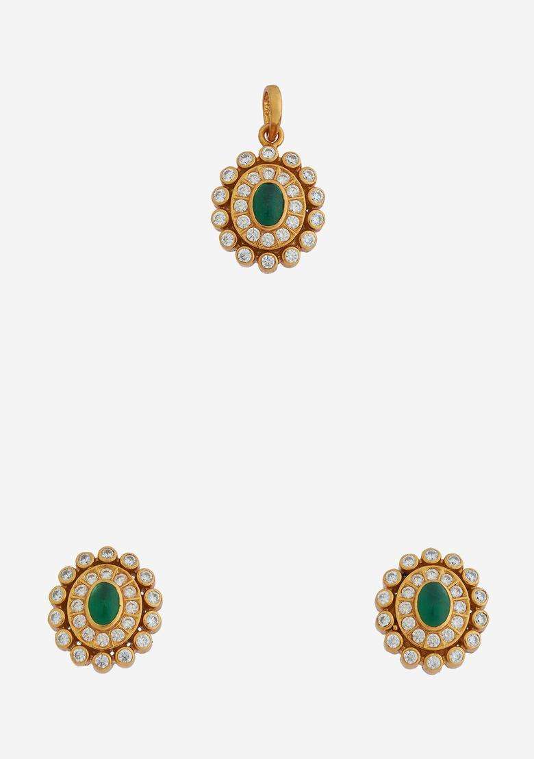 Gold-Plated Embellished Bridal 92.5 Silver Temple Jewellery Set for Women | Traditional Temple Jewellery for Wedding & Festive Wear | Gift for Her - Indya