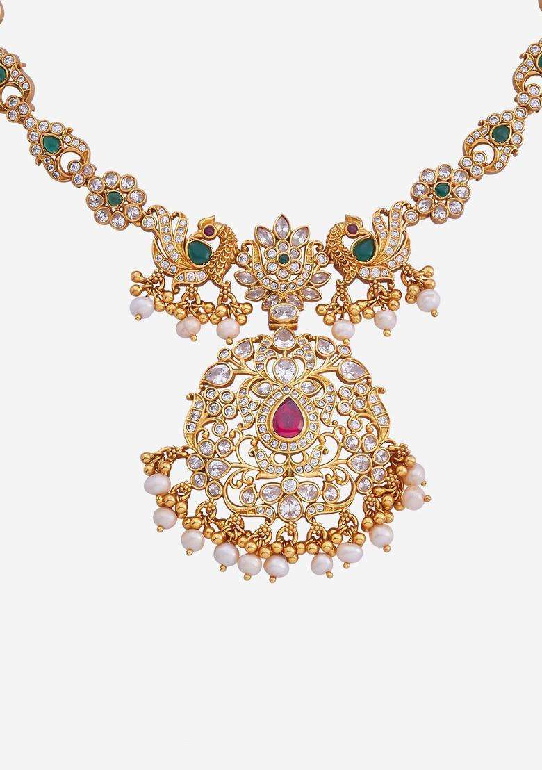 Gold-Plated Temple Necklace for Women | Traditional Temple Jewellery for Wedding & Festive Wear | Gift for Her - Indya