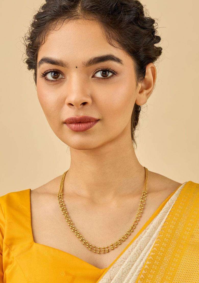 92.5 Pure Silver Gold-Plated Temple Layered Chain for Women | Traditional Temple Jewellery for Wedding & Festive Wear | Gift for Her - Indya