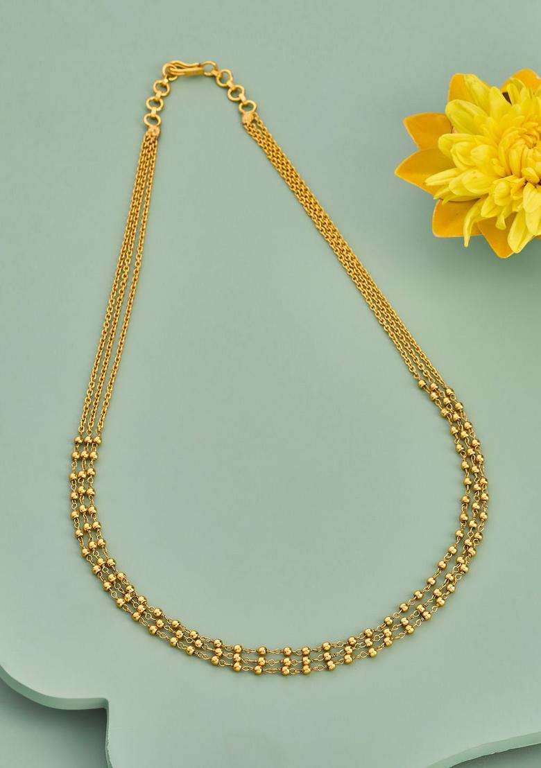 92.5 Pure Silver Gold-Plated Temple Layered Chain for Women | Traditional Temple Jewellery for Wedding & Festive Wear | Gift for Her - Indya