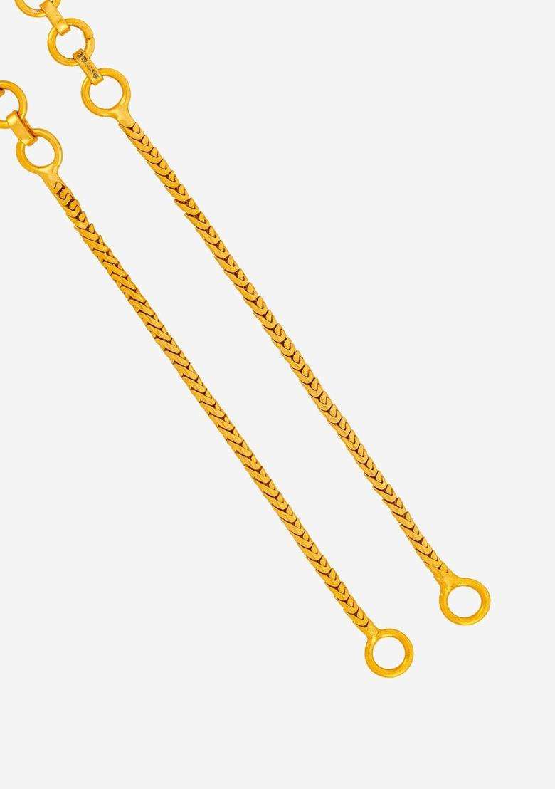 Ruby Gold-Plated Ethnic 92.5 Pure Silver Chain for Women | Traditional Temple Jewellery for Wedding & Festive Wear | Gift for Her - Indya
