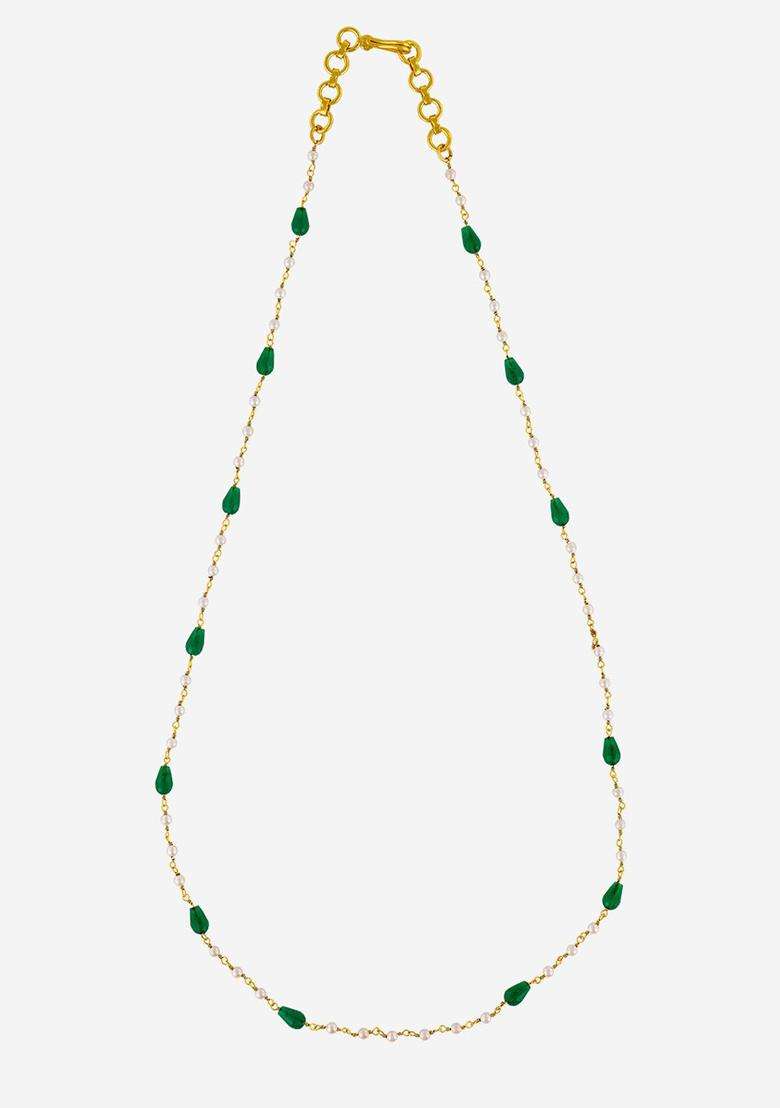 92.5 Silver Temple Gold-Plated Pearl Festive Necklace for Women | Traditional Temple Jewellery for Wedding & Festive Wear | Gift for Her - Indya