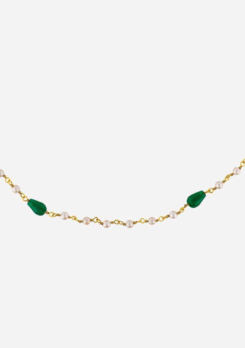 92.5 Silver Temple Gold-Plated Pearl Festive Necklace for Women | Traditional Temple Jewellery for Wedding & Festive Wear | Gift for Her - Indya