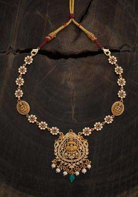 Embellished Bridal Silver Gold-Plated Temple Necklace for Women | Traditional Temple Jewellery for Wedding & Festive Wear | Gift for Her