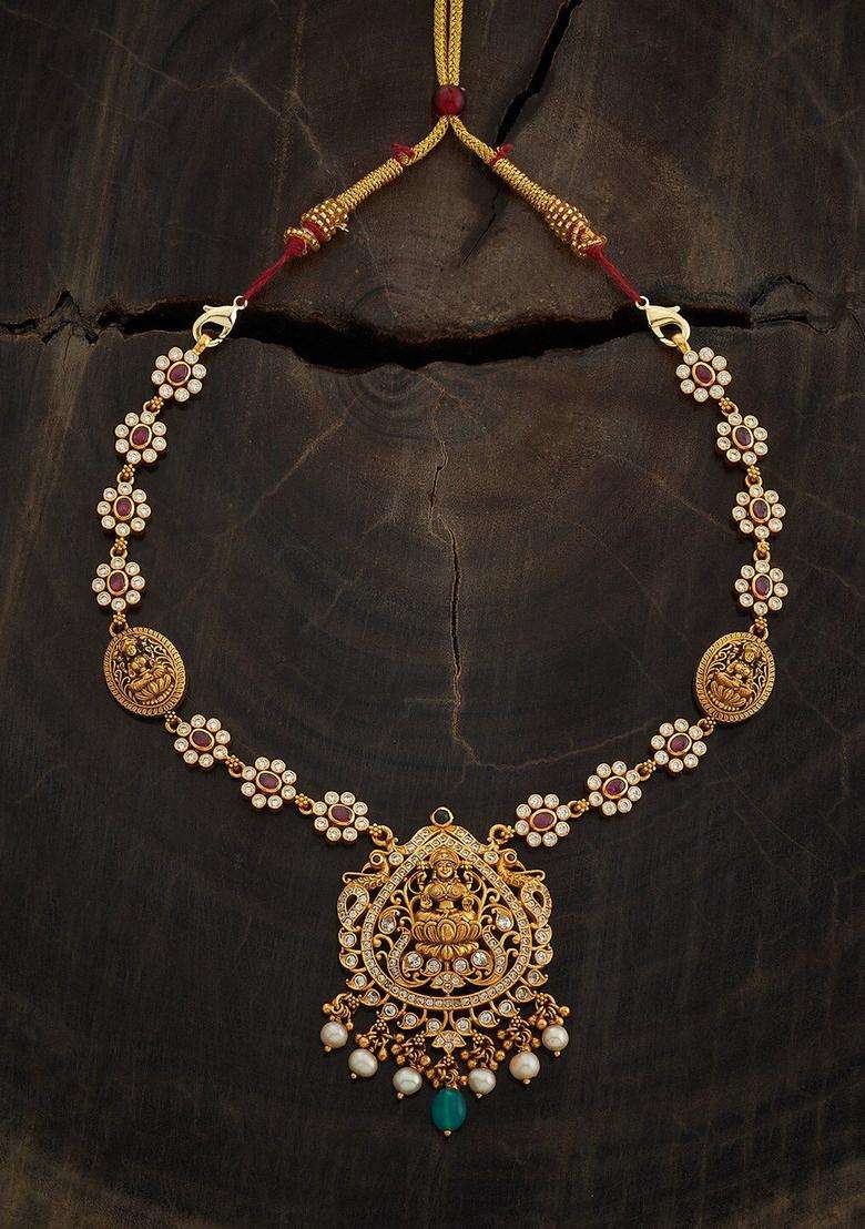 Embellished Bridal Silver Gold-Plated Temple Necklace for Women | Traditional Temple Jewellery for Wedding & Festive Wear | Gift for Her - Indya