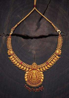 Embellished Bridal 92.5 Pure Silver Gold-Plated Temple Necklace for Women | Traditional Temple Jewellery for Wedding & Festive Wear | Gift for Her