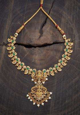 Embellished Bridal 92.5 Zircon Oxidised Temple Necklace with CZ Stone for Women | Traditional Temple Jewellery for Wedding & Festive Wear | Gift for Her