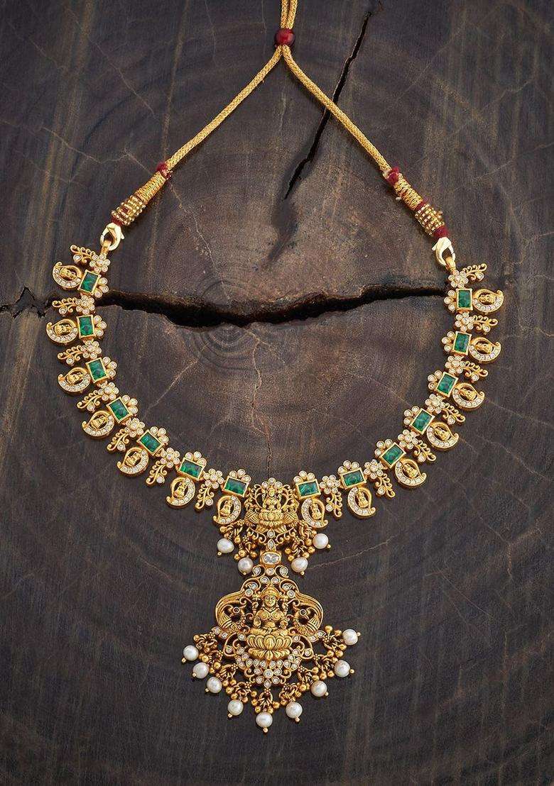Embellished Bridal 92.5 Zircon Oxidised Temple Necklace with CZ Stone for Women | Traditional Temple Jewellery for Wedding & Festive Wear | Gift for Her - Indya