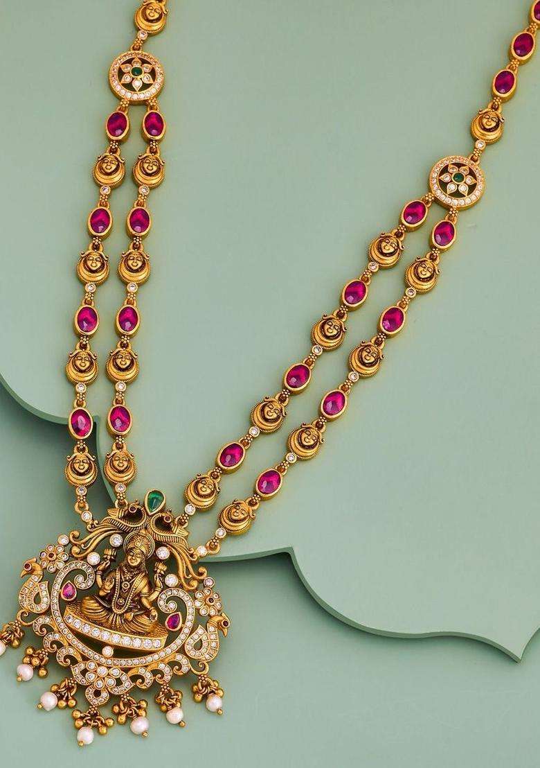 Silver Silver-Plated Temple Necklace for Women | Traditional Temple Jewellery for Wedding & Festive Wear | Gift for Her - Indya