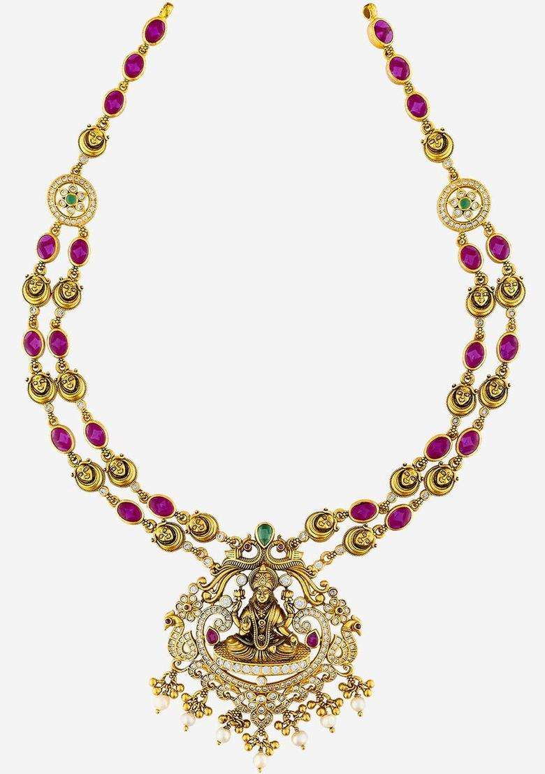 Silver Silver-Plated Temple Necklace for Women | Traditional Temple Jewellery for Wedding & Festive Wear | Gift for Her - Indya