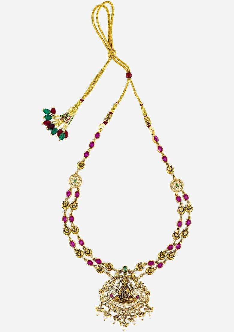 Silver Silver-Plated Temple Necklace for Women | Traditional Temple Jewellery for Wedding & Festive Wear | Gift for Her - Indya