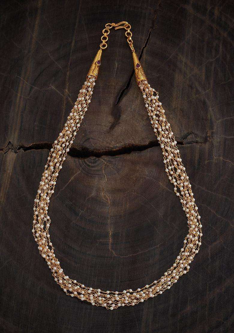 92.5 Pure Silver Gold-Plated Stone Studded Temple Necklace for Women | Traditional Temple Jewellery for Wedding & Festive Wear | Gift for Her - Indya