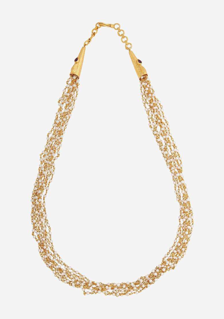 92.5 Pure Silver Gold-Plated Stone Studded Temple Necklace for Women | Traditional Temple Jewellery for Wedding & Festive Wear | Gift for Her - Indya
