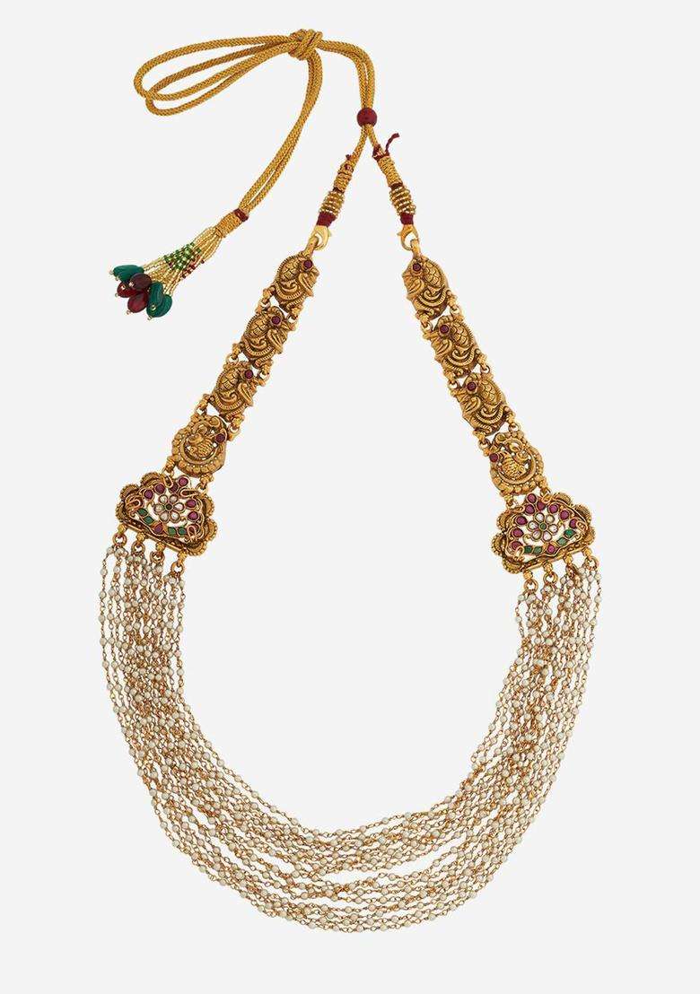 92.5 Pure Silver Gold-Plated Temple Necklace for Women | Stylish Party & Everyday Wear | Gift for Her - Indya