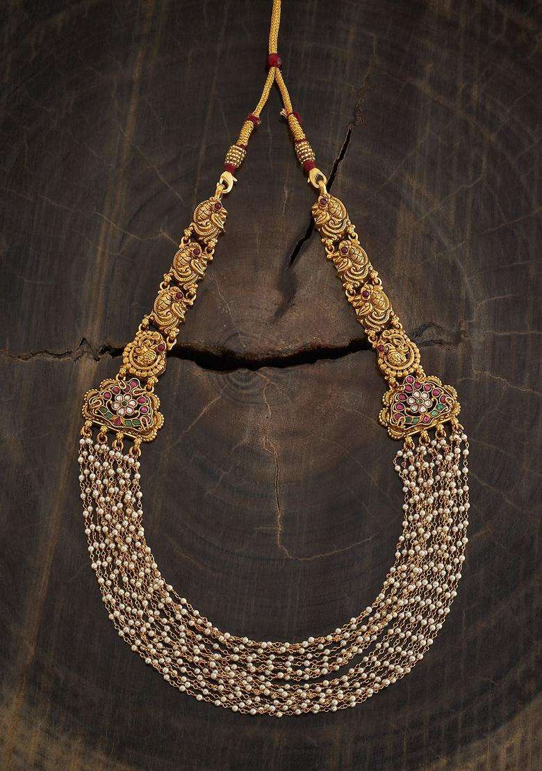 92.5 Pure Silver Gold-Plated Temple Necklace for Women | Stylish Party & Everyday Wear | Gift for Her - Indya