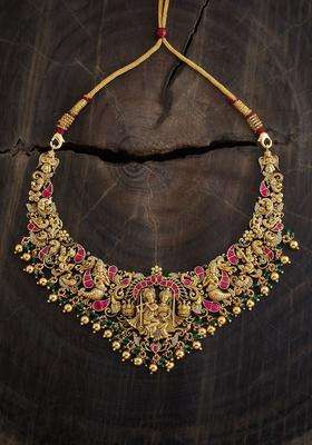 Embellished Bridal 92.5 Silver Gold-Plated Temple Necklace for Women | Traditional Temple Jewellery for Wedding & Festive Wear | Gift for Her