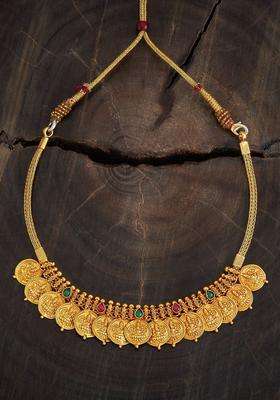 Embellished Bridal 92.5 Silver Gold-Plated Temple Necklace for Women | Traditional Temple Jewellery for Wedding & Festive Wear | Gift for Her