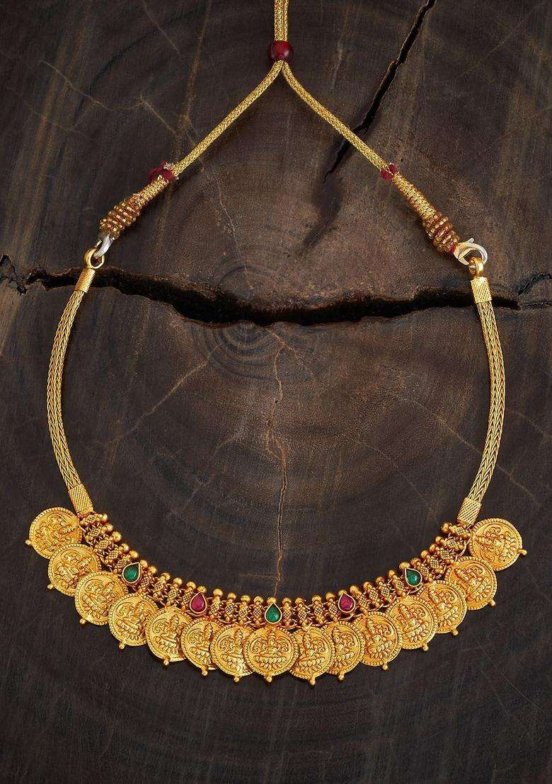 Embellished Bridal 92.5 Silver Gold-Plated Temple Necklace for Women | Traditional Temple Jewellery for Wedding & Festive Wear | Gift for Her - Indya