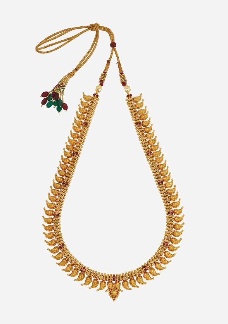 Embellished Bridal 92.5 Silver Gold-Plated Temple Necklace for Women | Traditional Temple Jewellery for Wedding & Festive Wear | Gift for Her - Indya