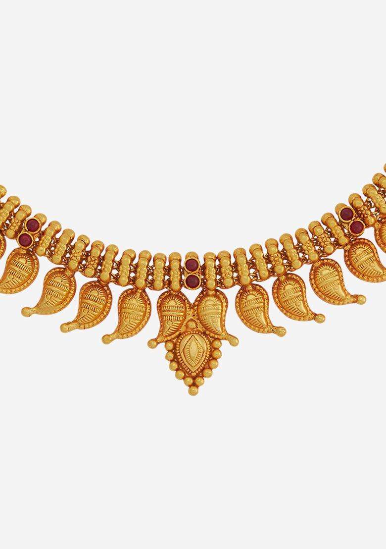 Embellished Bridal 92.5 Silver Gold-Plated Temple Necklace for Women | Traditional Temple Jewellery for Wedding & Festive Wear | Gift for Her - Indya