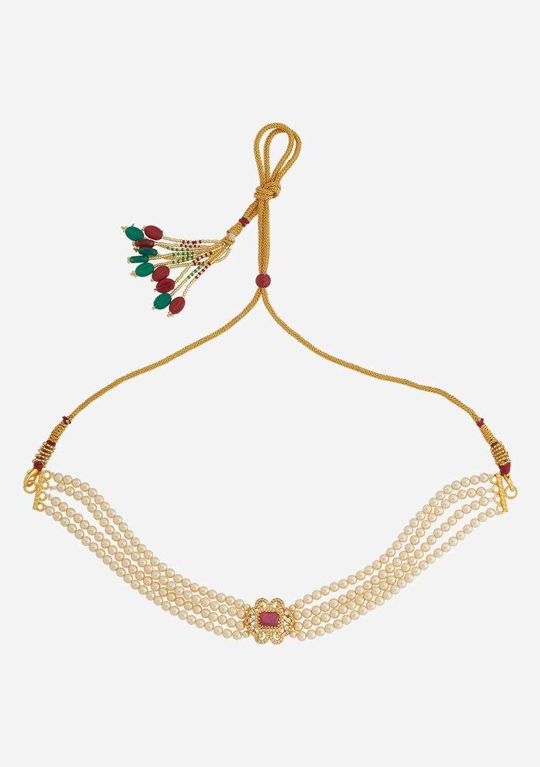 92.5 Pure Silver Gold-Plated Stone Studded & Beaded Necklace for Women | Traditional Temple Jewellery for Wedding & Festive Wear | Gift for Her - Indya