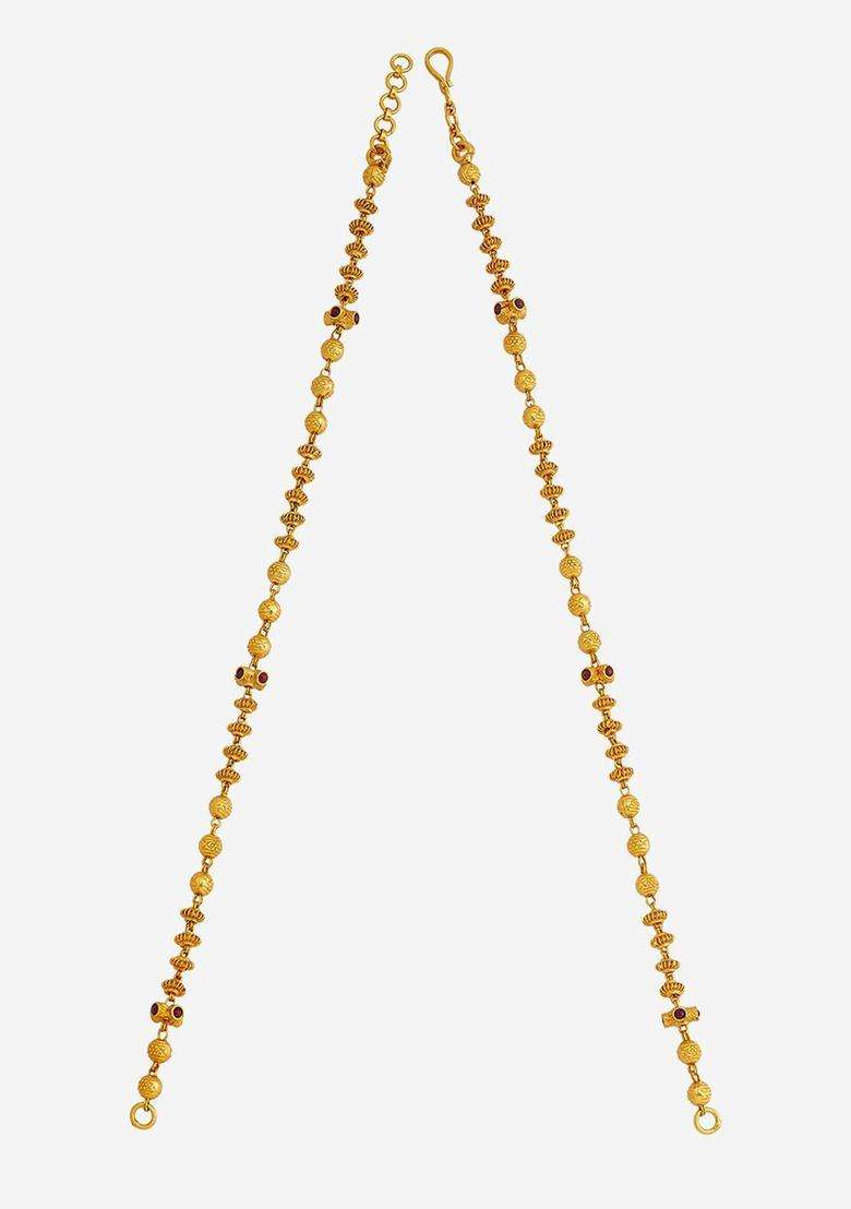 92.5 Silver Gold-Plated Stone Studded 2-Side Pendant Chain for Women | Traditional Temple Jewellery for Wedding & Festive Wear | Gift for Her - Indya