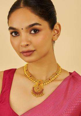 Embellished Bridal 92.5 Pure Silver Gold-Plated Temple Necklace for Women | Traditional Temple Jewellery for Wedding & Festive Wear | Gift for Her