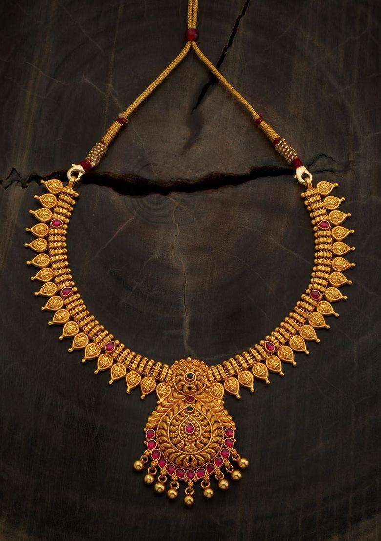 Embellished Bridal 92.5 Pure Silver Gold-Plated Temple Necklace for Women | Traditional Temple Jewellery for Wedding & Festive Wear | Gift for Her - Indya