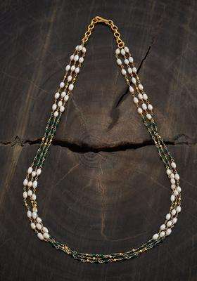 92.5 Pure Silver Gold-Plated Pearls Temple Necklace for Women | Traditional Temple Jewellery for Wedding & Festive Wear | Gift for Her