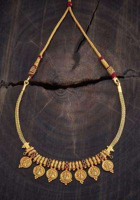 Embellished Bridal 92.5 Silver Gold-Plated Temple Necklace for Women | Traditional Temple Jewellery for Wedding & Festive Wear | Gift for Her