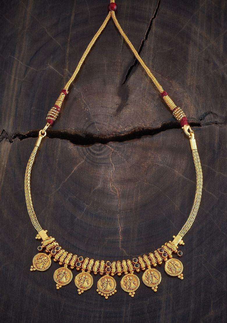 Embellished Bridal 92.5 Silver Gold-Plated Temple Necklace for Women | Traditional Temple Jewellery for Wedding & Festive Wear | Gift for Her - Indya
