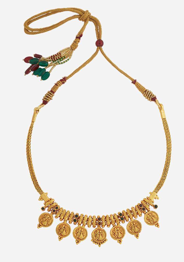 Embellished Bridal 92.5 Silver Gold-Plated Temple Necklace for Women | Traditional Temple Jewellery for Wedding & Festive Wear | Gift for Her - Indya