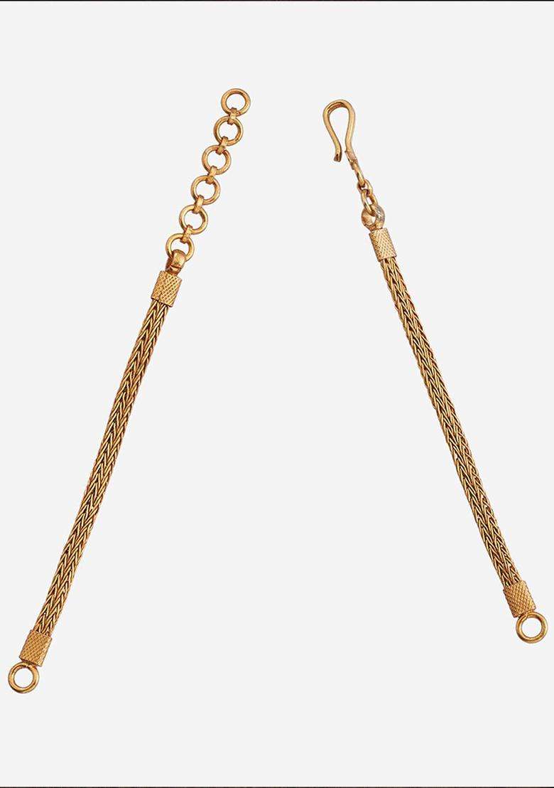 Embellished Bridal 92.5 Pure Silver Gold-Plated Temple Chain for Women | Traditional Temple Jewellery for Wedding & Festive Wear | Gift for Her - Indya