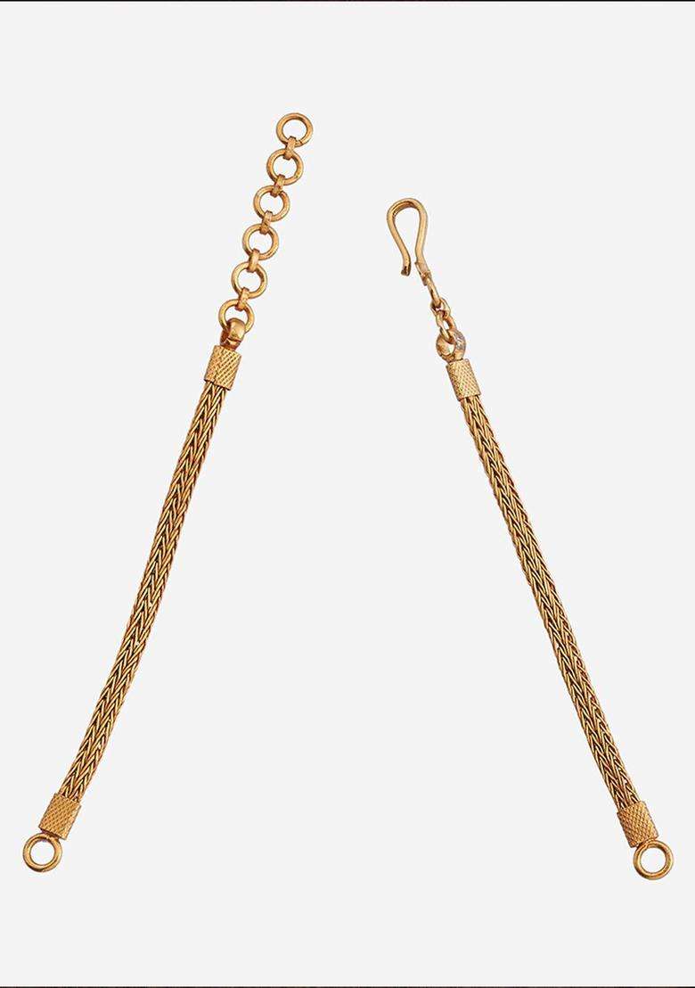 Embellished Bridal 92.5 Pure Silver Gold-Plated Temple Chain for Women | Traditional Temple Jewellery for Wedding & Festive Wear | Gift for Her - Indya