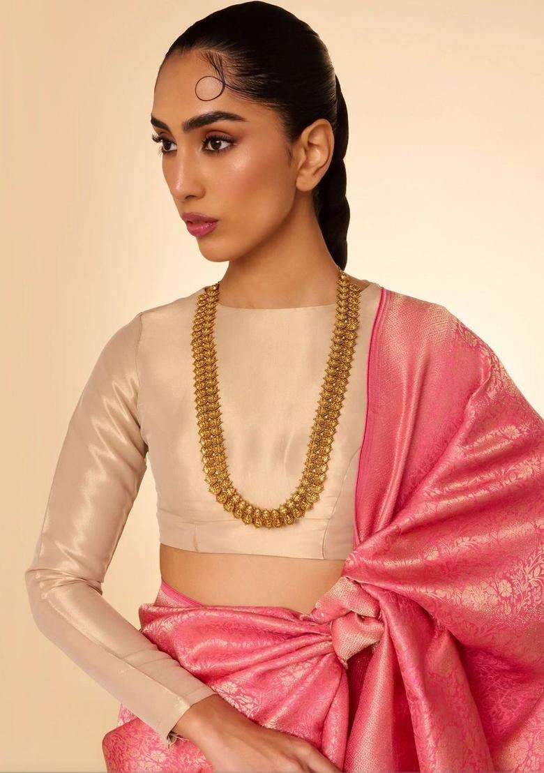 Copper Gold-Plated Temple Necklace for Women | Traditional Temple Jewellery for Wedding & Festive Wear | Gift for Her - Indya