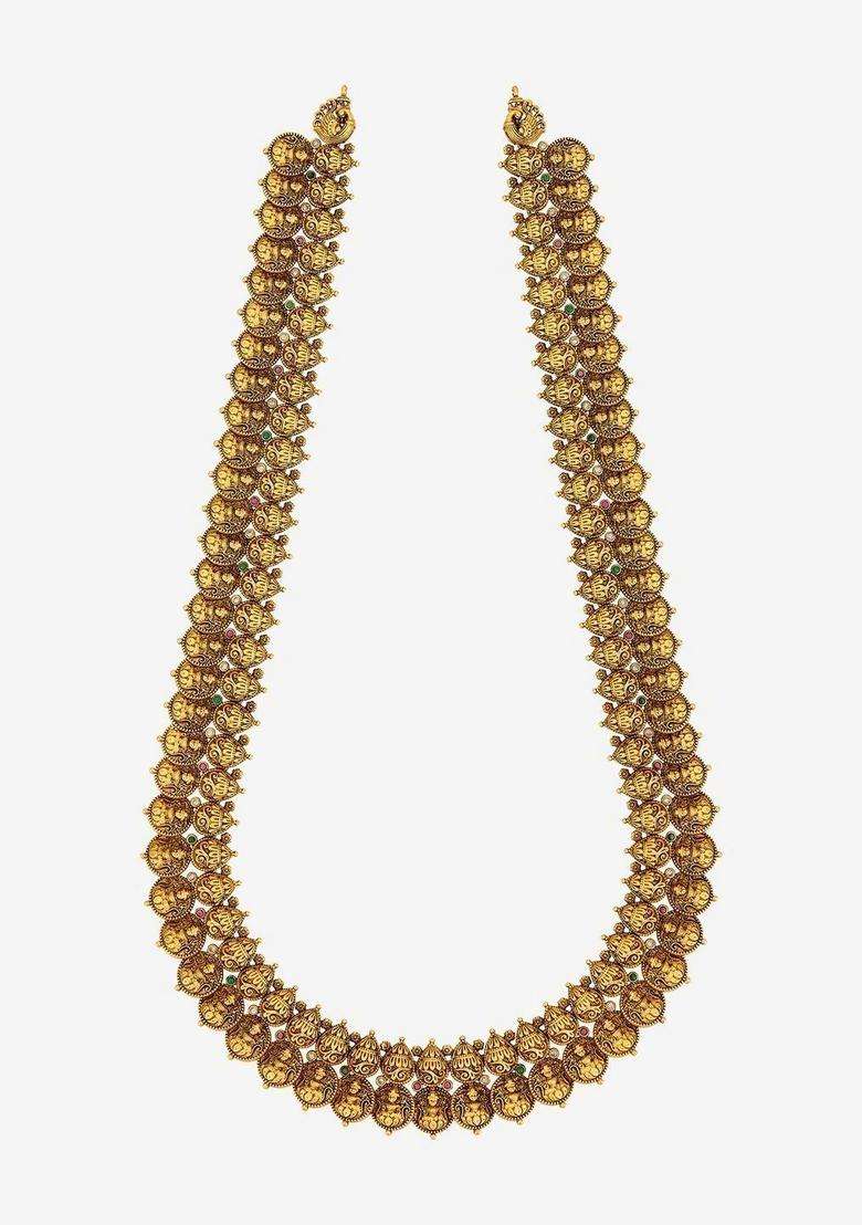 Copper Gold-Plated Temple Necklace for Women | Traditional Temple Jewellery for Wedding & Festive Wear | Gift for Her - Indya