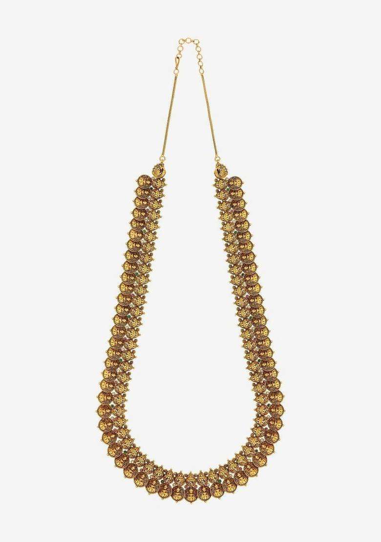 Copper Gold-Plated Temple Necklace for Women | Traditional Temple Jewellery for Wedding & Festive Wear | Gift for Her - Indya