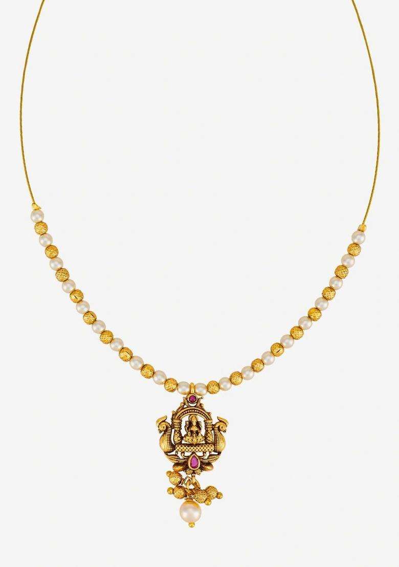 Copper Gold-Plated Temple Necklace for Women | Traditional Temple Jewellery for Wedding & Festive Wear | Gift for Her - Indya