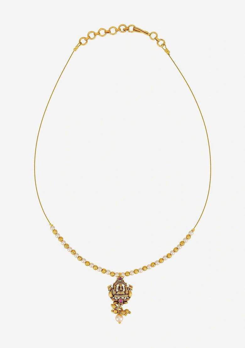 Copper Gold-Plated Temple Necklace for Women | Traditional Temple Jewellery for Wedding & Festive Wear | Gift for Her - Indya