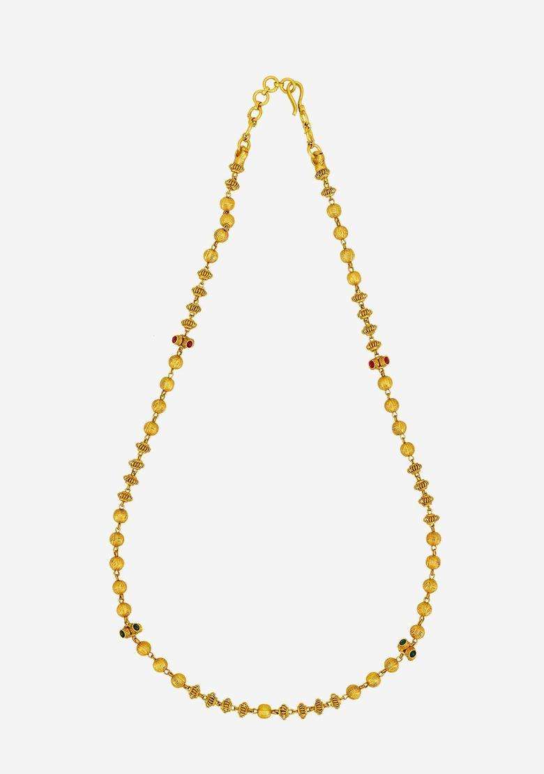 Green Silver Gold-Plated Temple Ruby Ethnic Chain for Women | Traditional Temple Jewellery for Wedding & Festive Wear | Gift for Her - Indya