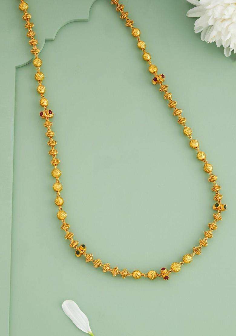 Temple Gold-Plated Stone-Studded Chain for Women | Traditional Temple Jewellery for Wedding & Festive Wear | Gift for Her - Indya