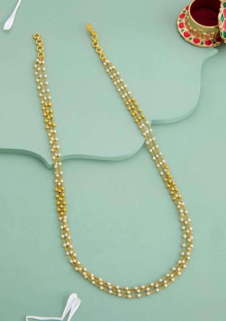 Temple Pearl Gold-Plated Stone-Studded Necklace for Women | Traditional Temple Jewellery for Wedding & Festive Wear | Gift for Her - Indya