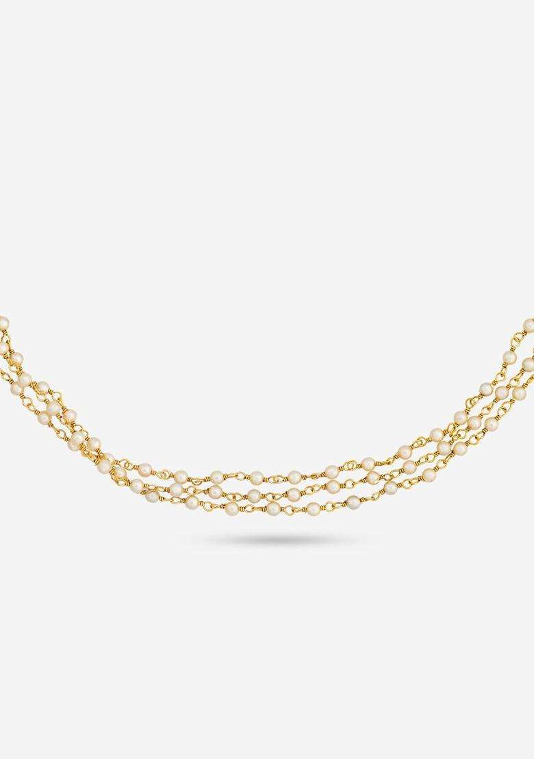 Temple Pearl Gold-Plated Stone-Studded Necklace for Women | Traditional Temple Jewellery for Wedding & Festive Wear | Gift for Her - Indya