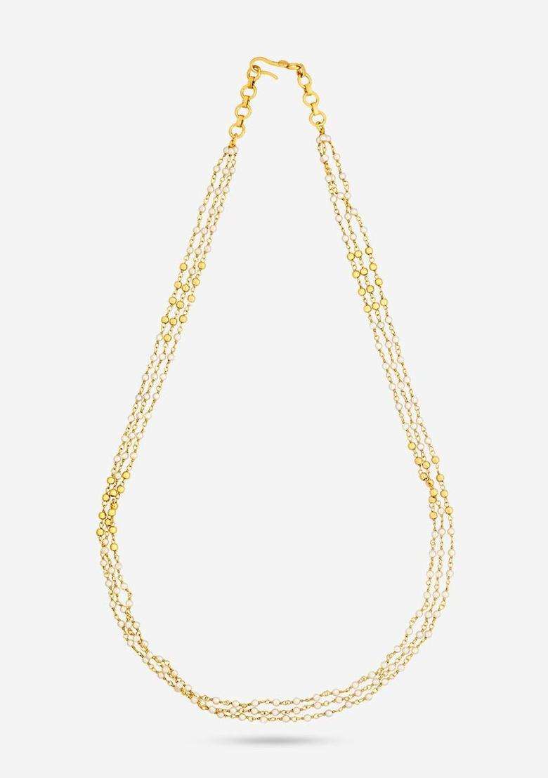 Temple Pearl Gold-Plated Stone-Studded Necklace for Women | Traditional Temple Jewellery for Wedding & Festive Wear | Gift for Her - Indya