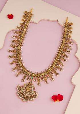 Ruby-Green Oxidised Gold-Plated 92.5 Pure Silver Necklace for Women | Traditional Temple Jewellery for Wedding & Festive Wear | Gift for Her