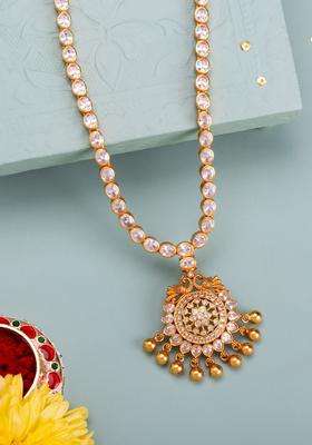 White Silver Gold-Plated Ethnic 92.5 Pure Temple Necklace for Women | Traditional Temple Jewellery for Wedding & Festive Wear | Gift for Her