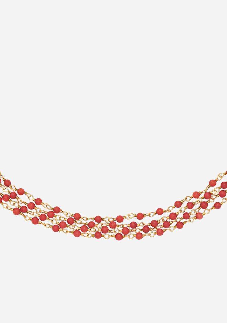 92.5 Pure Silver Gold-Plated Artificial Beaded Temple Necklace for Women | Traditional Temple Jewellery for Wedding & Festive Wear | Gift for Her - Indya